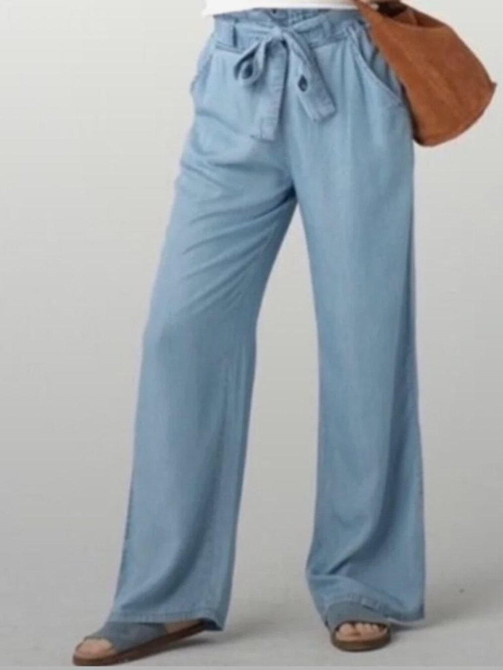 Light Blue Linen Wide Leg Pants Thread & Supply Size XS